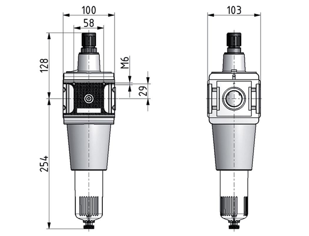 Filter-Regulator G3/4'' 15000l/min 0.5-10.0bar/7-145psi Semi-Auto Metal Multifix 5