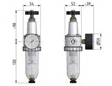 Filter-Regulator G3/8'' 900 l/min 0.1-3.0bar/1-44psi Semi-Auto Polycarbonate Standard 1