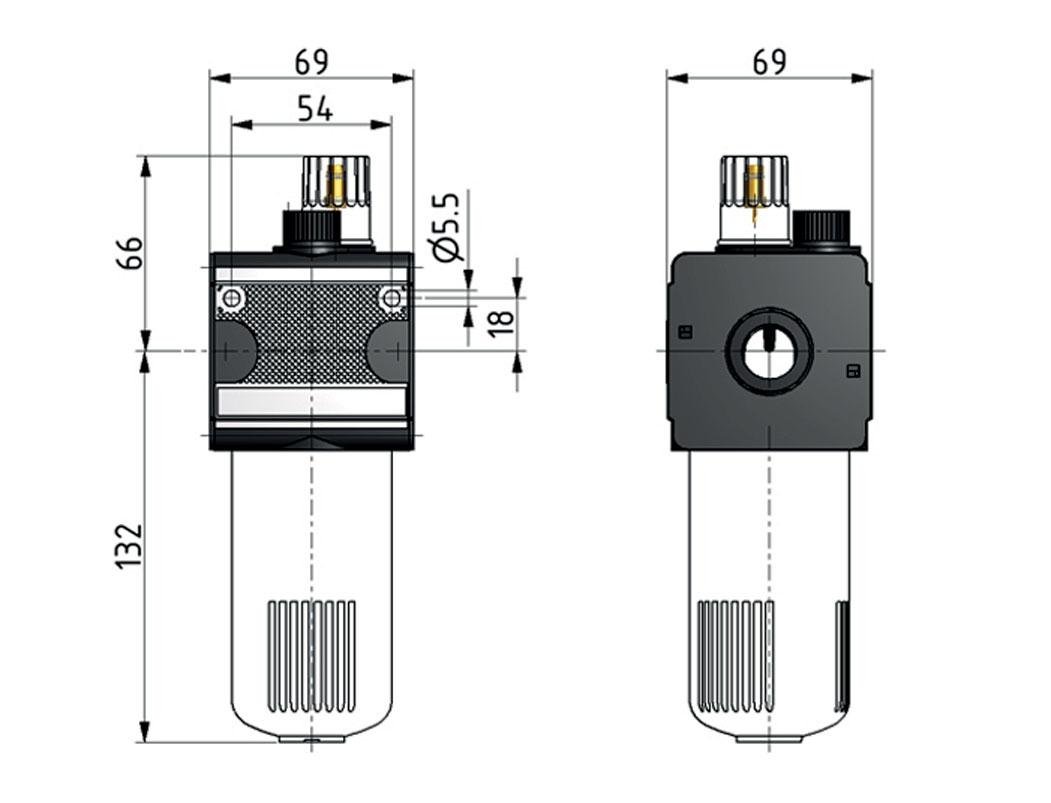 Mikro-Ölnebel-Schmierer G1/2'' Elektrische Füllstandüberwachung Polycarbonat Multifix 2