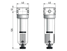 Vorfilter 0.3microns G1/4'' 160l/min Semi-Auto Polycarbonat Multifix 0