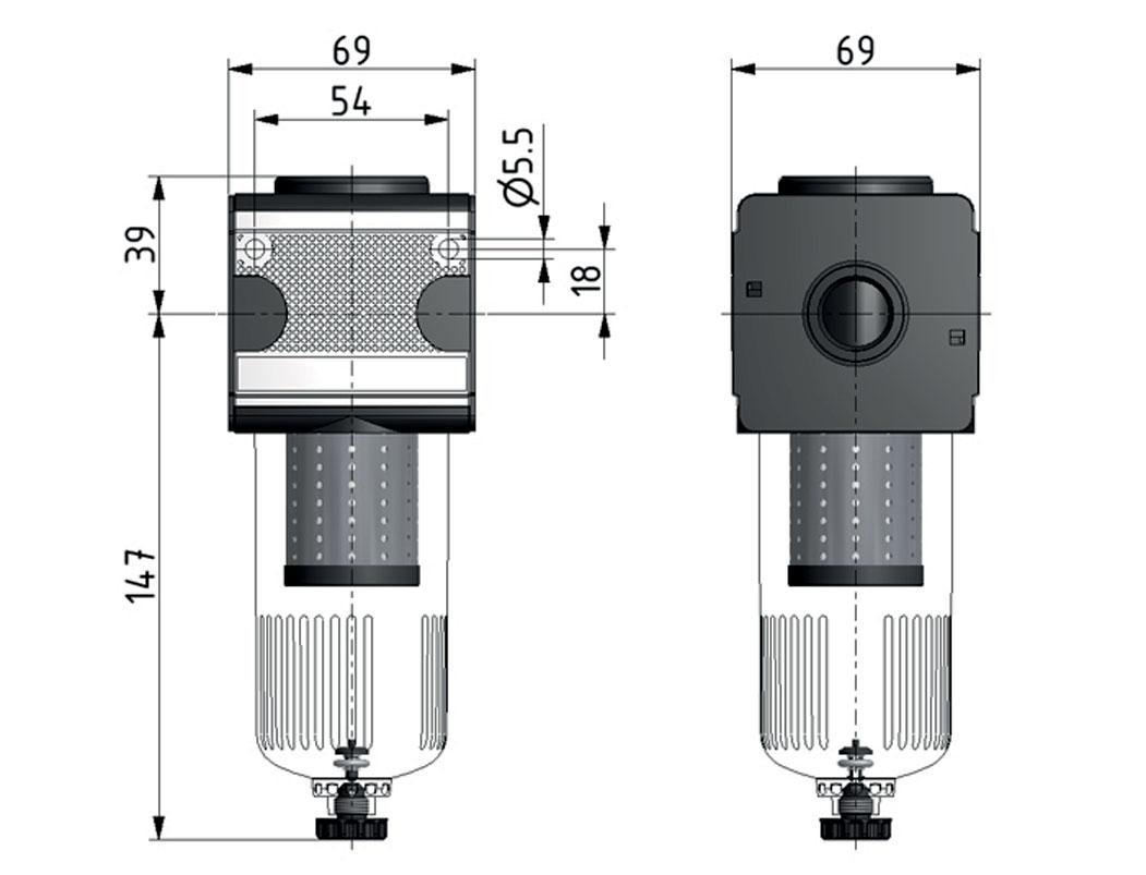 Vorfilter 0,3 Mikrometer G1/2'' 500 l/min Halbautomatisch Polycarbonat Multifix 2