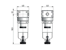 Vorfilter 0.3microns G1/8'' 130l/min Semi-Auto Polycarbonat Multifix 0