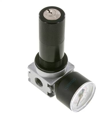 Druckregler G1/4'' 1450l/min 0.2-6.0bar/3-87psi Zinkdruckguss 40 mm Manometer Zylinderschloss Multifix 0