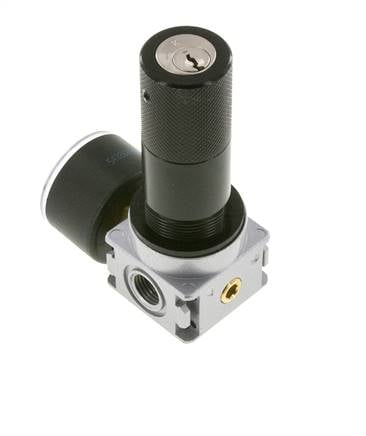 Druckregler G1/4'' 1450l/min 0.2-6.0bar/3-87psi Zinkdruckguss 40 mm Manometer Zylinderschloss Multifix 0