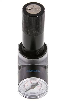 Druckregler G1/8'' 1450l/min 0,5-10,0bar/7-145psi 40 mm Manometer Zylinderschloss Multifix 0
