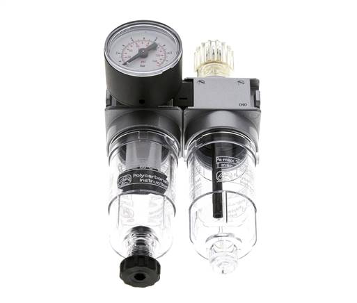 FRL 2-Teilig G1/8'' 700l/min 0.2-6.0bar/3-87psi Semi-Auto 40 mm Manometer Polycarbonat Multifix 0