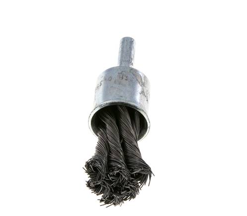 End Wire Brush 19 mm 6 mm Shaft Steel Wire 0.35 mm 6xBraided
