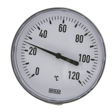 0 to +120°C Plastic Bimetallic Thermometer 100mm Cabinet 40mm Stem with Thermowell