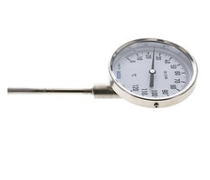 0 to +120°C Stainless Steel Bimetallic Thermometer 100mm Cabinet 100mm Stem Bottom