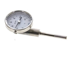 0 to +120°C Stainless Steel Bimetallic Thermometer 63mm Cabinet 63mm Stem Bottom