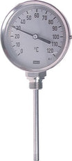 0 to +80°C Stainless Steel Bimetallic Industrial Thermometer 160mm Cabinet 160mm Stem Bottom