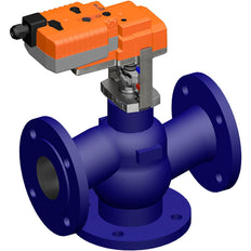 Belimo 3-Wege Geradsitzventil DN65 Flansch 18mm Hub Kvs58 24VAC Ausfallsicher 150s 3-Punkt 1000N IP54 H764R/NVK24A-3-TPC