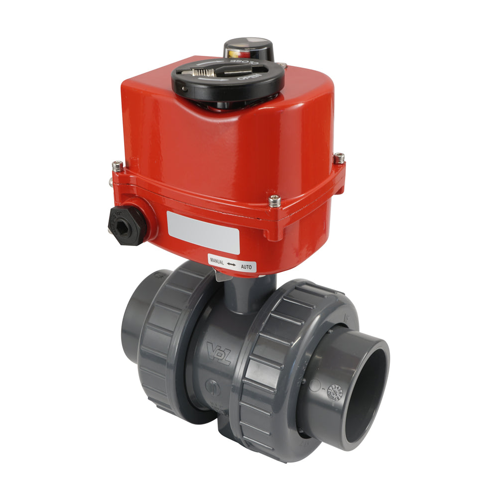 63 mm true union sockets 2-Way PVC Modulating Electric ball valve 24 V AC/DC (VDL)