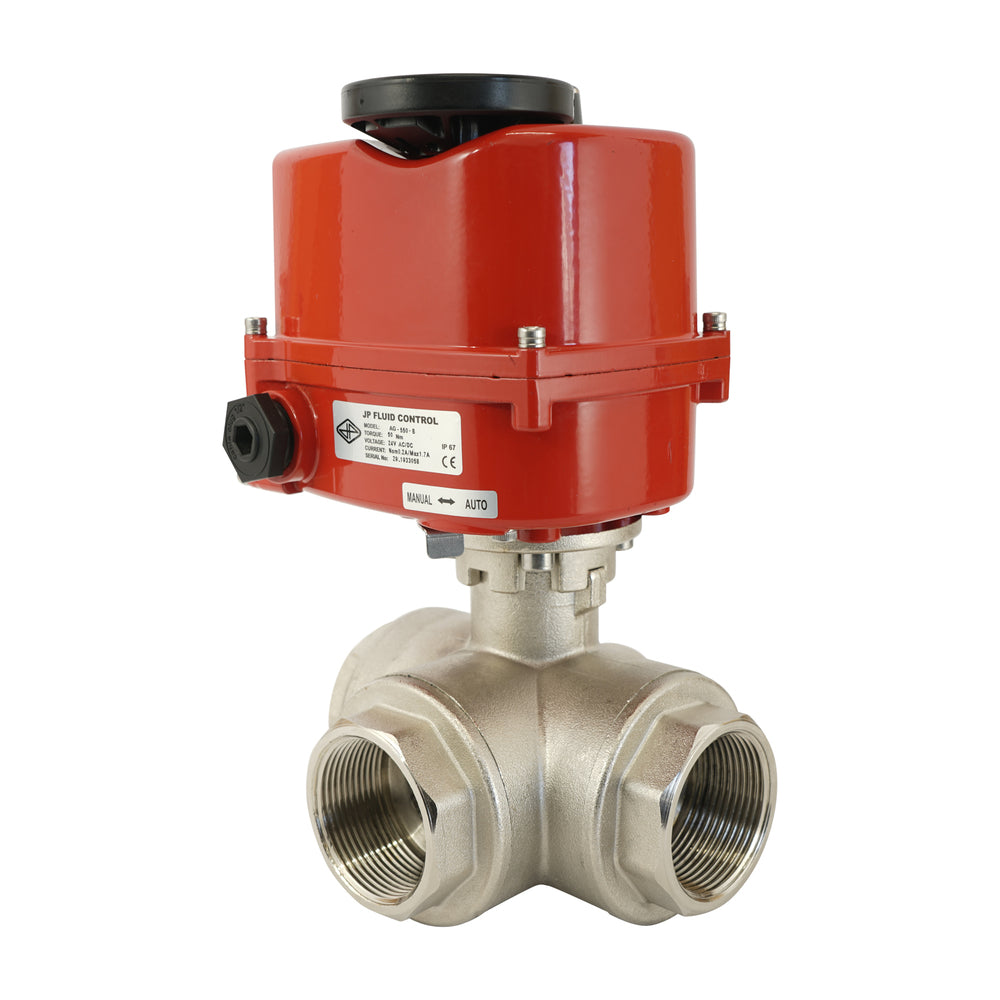 G 1 inch 3-Way Brass Modulating electric ball valve (L-port) 24 V AC/DC