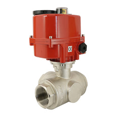 G 2 inch 3-Way brass electric ball valve (T- bore) 24 V AC/DC