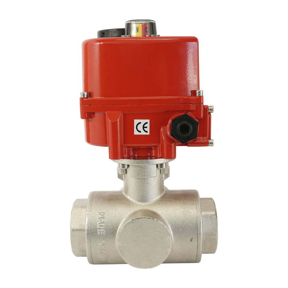 G 1/4 inch 3-Way Brass Modulating electric ball valve (L-port) 24 V AC/DC