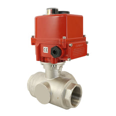 G 1/4 inch 3-Way Brass Modulating electric ball valve (T- bore) 24 V AC/DC