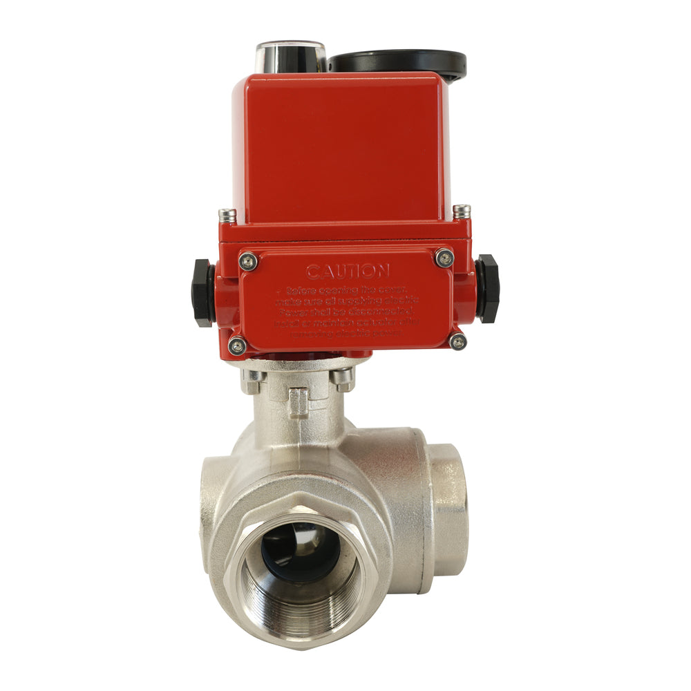 G 1/4 inch 3-Way Brass Modulating electric ball valve (L-port) 24 V AC/DC