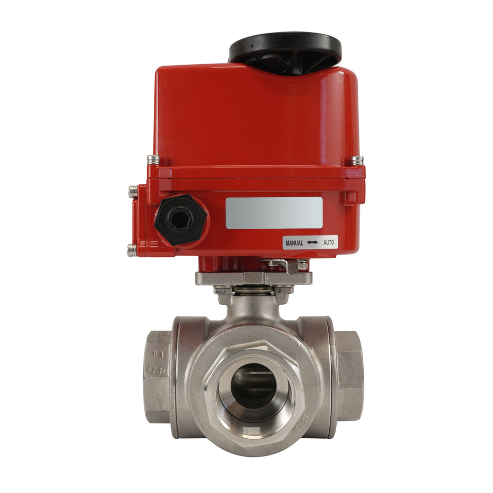 G 1 inch 3-Way stainless steel Modulating electric ball valve (L-port) 24 V AC/DC