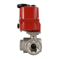 G3/4 inch 3-Way stainless steel Modulating electric ball valve (L-port) 24 V AC/DC