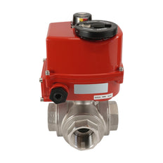 G 1 1/4 Zoll 3-Wege-Edelstahl-Kugelhahn (T-Bohrung) 100-240 V AC