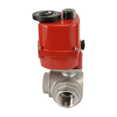 G 1 1/4 Zoll 3-Wege-Edelstahl-Kugelhahn (T-Bohrung) 100-240 V AC