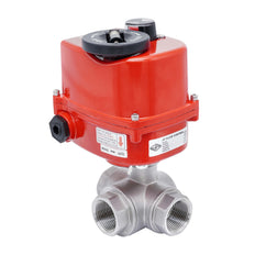 Rp 1-1/2'' L-Port 3-Wege Edelstahl-Kugelhahn mit elektrischem Antrieb 24 V AC/DC