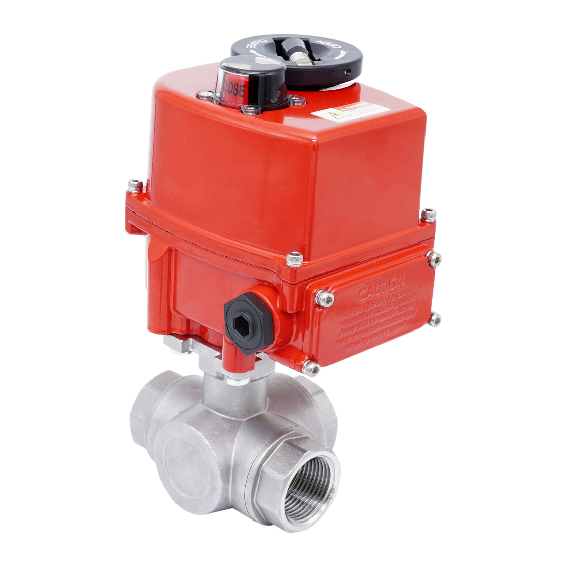 Rp 1-1/2'' L-Port 3-Wege Edelstahl-Kugelhahn mit elektrischem Antrieb 24 V AC/DC