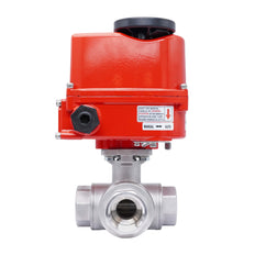Rp 1-1/2'' T-Port 3-Wege Edelstahl-Kugelhahn mit elektrischem Antrieb 100-240 V AC