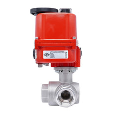 Rp 1-1/2'' T-Port 3-Wege Edelstahl-Kugelhahn mit elektrischem Antrieb 24 V AC/DC
