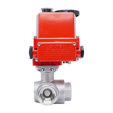 Rp 1-1/2'' L-Port 3-Wege Edelstahl-Kugelhahn mit elektrischem Antrieb 24 V AC/DC