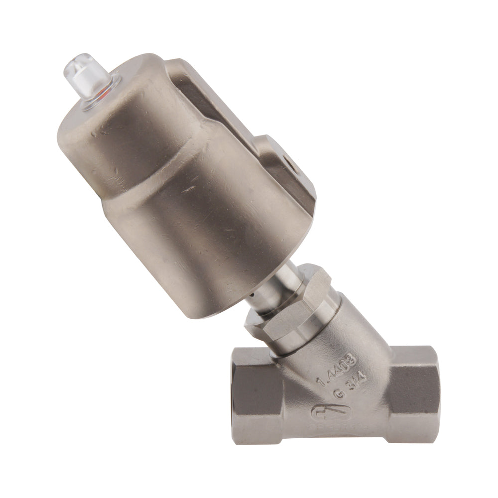 G1-1/4'' PTFE 25bar NC Angle Seat Valve (Closes Ag. Flow) Stainless-Steel/Brass AL2
