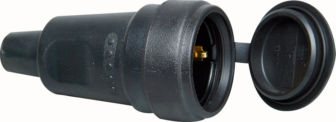 Kopp Gummi Kontrast Plug mit Deckel IP44 Schwarz - 181416067 [5 Stück]