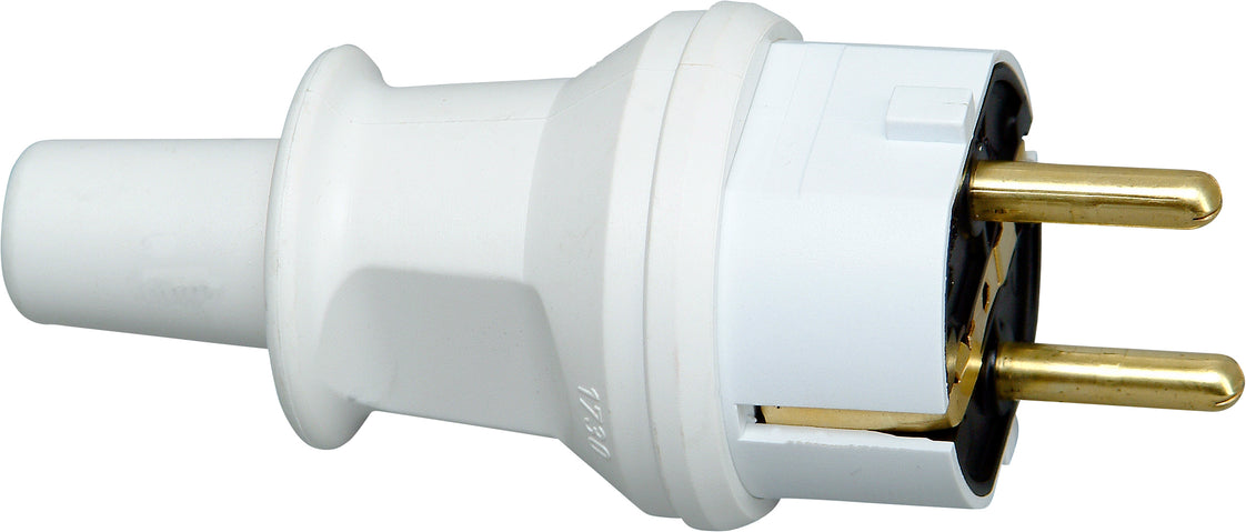 Kopp IP44 PVC Stecker mit Biegeschutz Weiß - 1730.0200.7 [10 Stück]