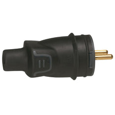 Beinrandstecker 2P mit Boden 16A Kunststoff Schwarz - 050445 [10 Stück]
