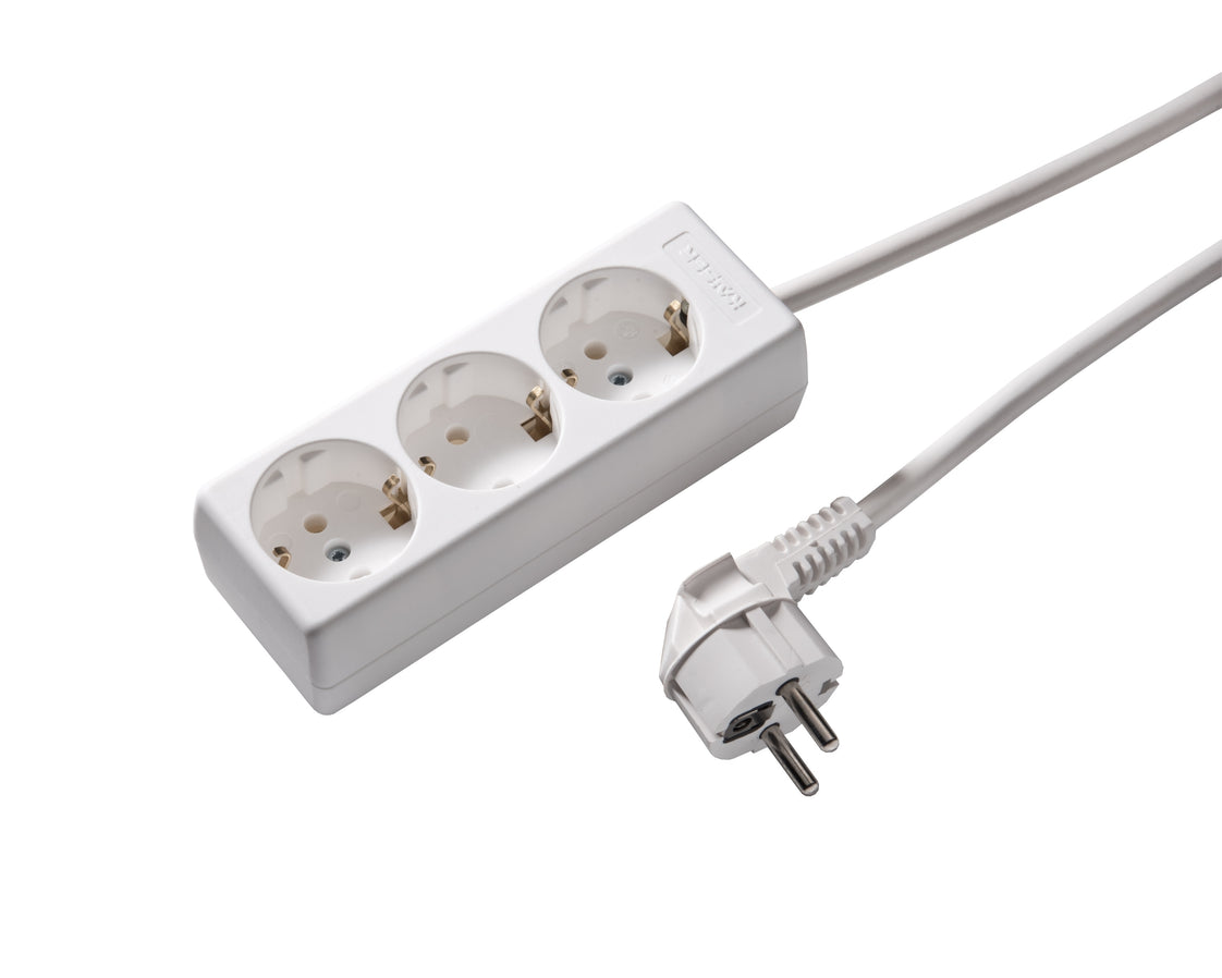 Martin Kaiser 3-Wege-Steckdose Erdungskontaktkabel 1.5m Arctic White (Europäische Steckdose) - 1030ZL/15W/kws [10 Stück]