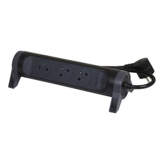 Legrand Premium 3x2P Steckdose mit 1,5m Kabel - Schwarz (Europäische Steckdose) - 049445 [5 Stück]