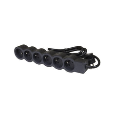 Beinrand Standardbuchse 6x2P mit 3m Kabel Schwarz (Europäische Steckdose) - 049495 [10 Stück]