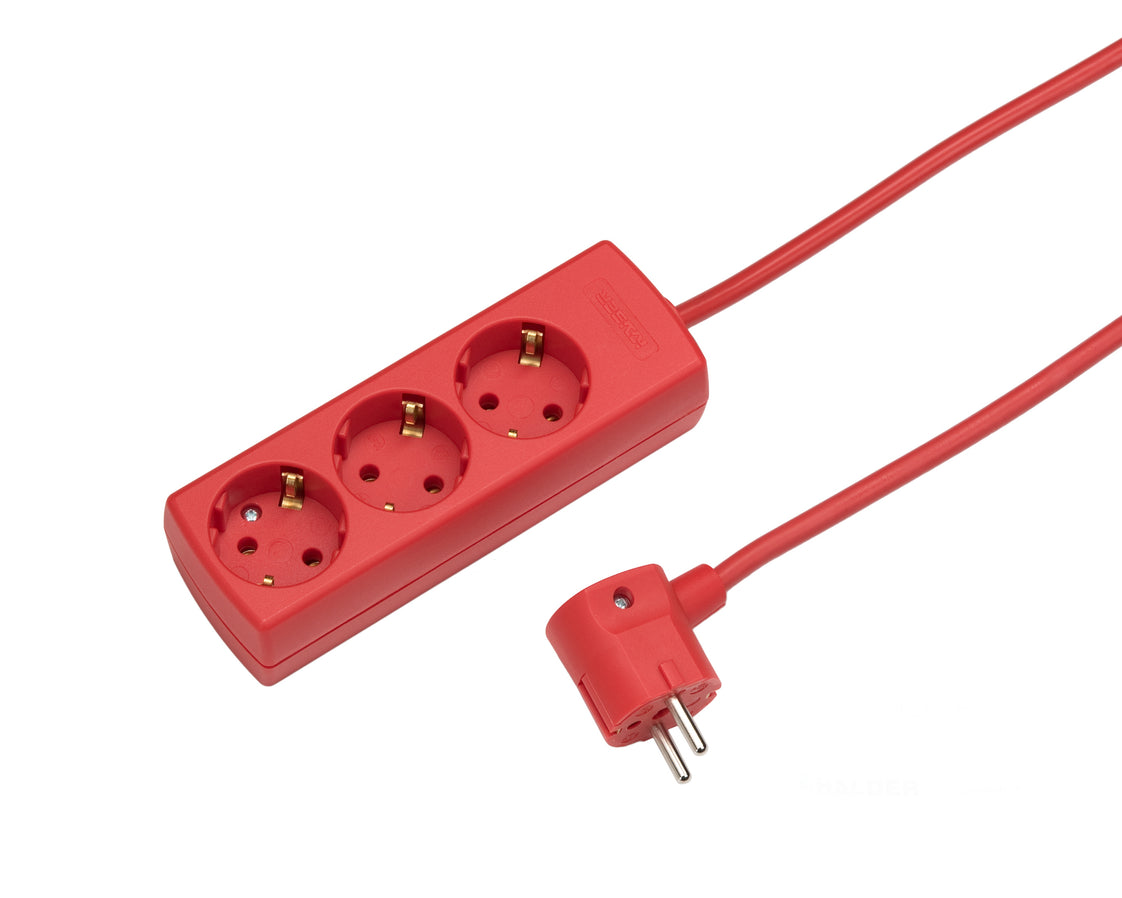 Martin Kaiser 3-Wege 45 Grad rote Steckdose mit 3M Kabel (Europäische Steckdose) - 1047ZL3-15W/RT [10 Stück]