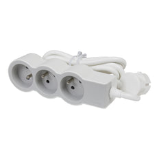 Beinrand Standard Buchse 3x2P mit 3m Kabel Weiß-Grau (Europäische Steckdose) - 049488 [10 Stück]