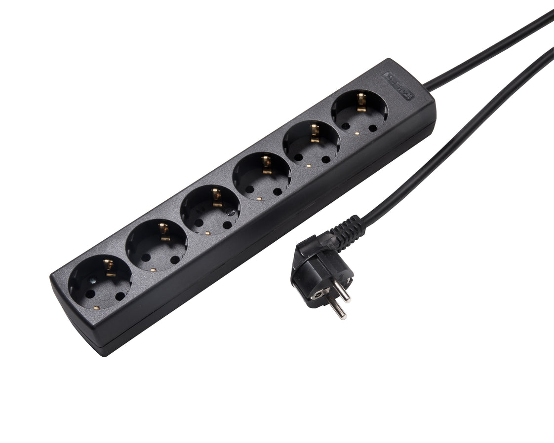 Martin Kaiser 6-fach 45-Grad-Steckdose mit Schutzkontakt und 3m Kabel Schwarz (Europäische Steckdose) - 1086ZL3-15W/sw [8 Stück]