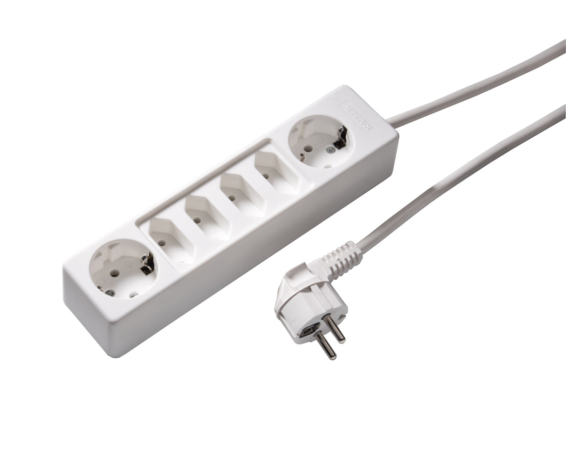 Martin Kaiser 6-Wege-Buchse mit 2 Schuko 4 Euro Steckdosen 1,5m Kabel (Europäische Steckdose) - 1012ZL/15W/kws [10 Stück]