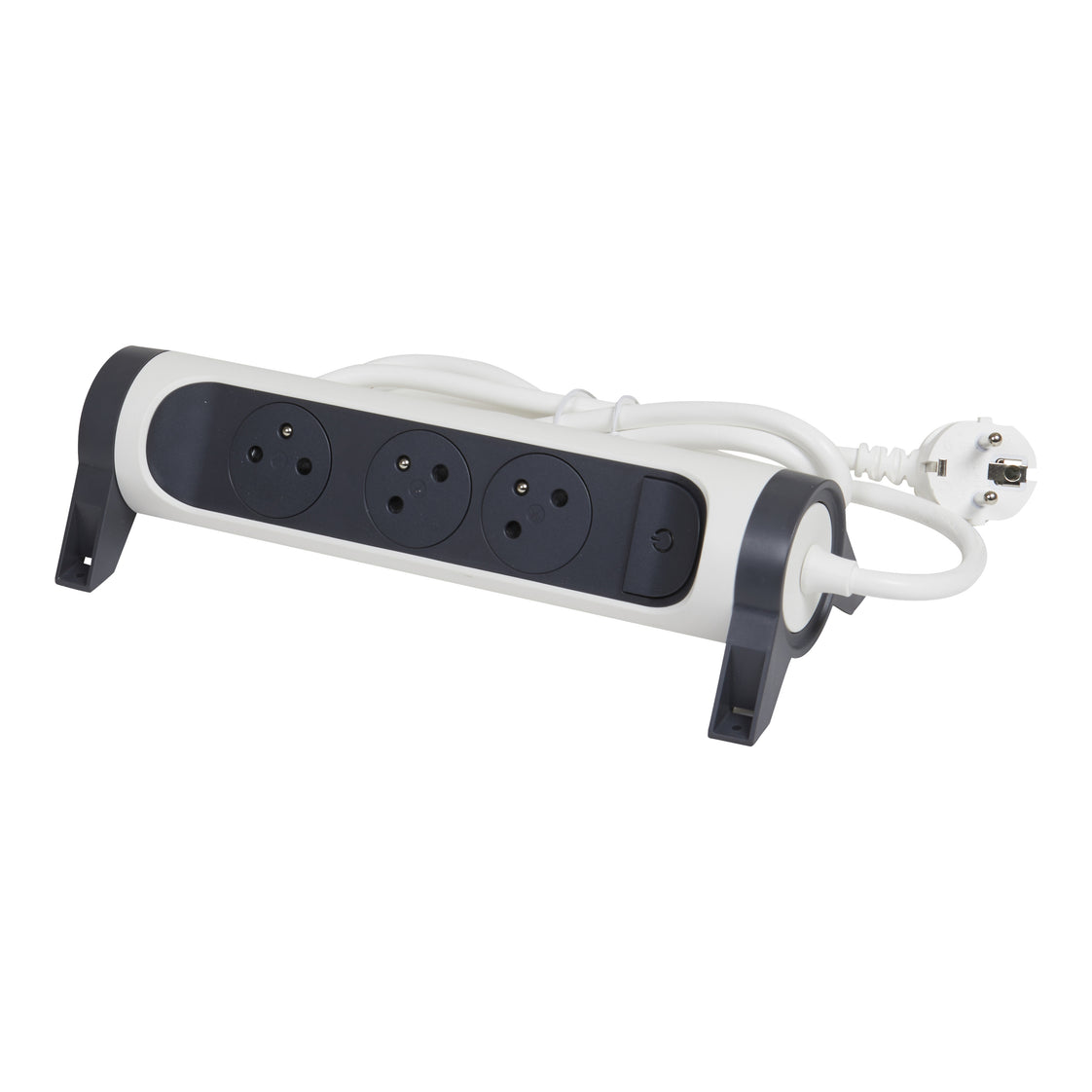 Legrand Premium Kontaktsteckdose 3x2P mit 3m Kabel Schwarz Weiß (Europäische Steckdose) - 049458 [5 Stück]