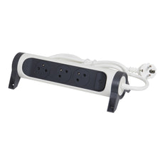 Legrand Premium Kontaktsteckdose 3x2P mit 3m Kabel Schwarz Weiß (Europäische Steckdose) - 049458 [5 Stück]