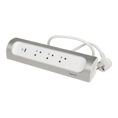 90 Grad TKD 3xPA USB A+C 1m Aluminium-Montagebuchse (Europäische Steckdose) - 049406 [5 Stück]