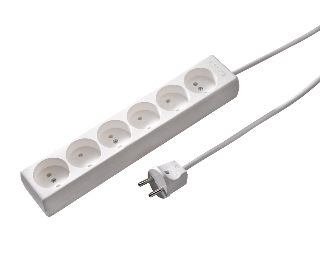 Martin Kaiser 6-fach ausgegrabene Buchse Arctic White Cable 1.5m (Europäische Steckdose) - 1061ZL/15/kws [10 Stück]