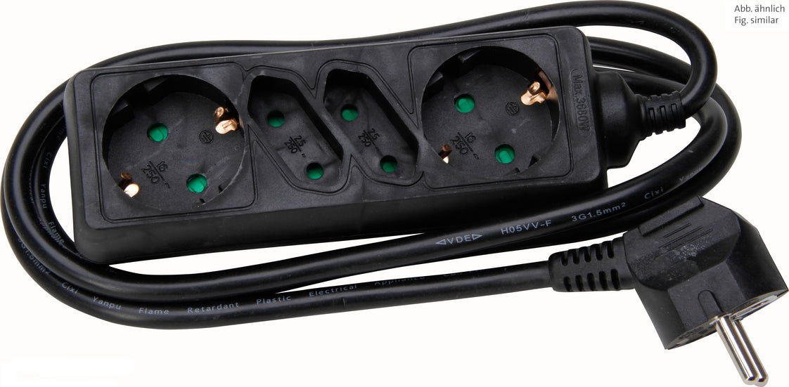 Kopp 4-Wege-Buchse mit Erdungsstecker Schwarz 1 Stück - 125905011 [20 Stück]