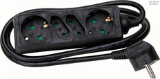 Kopp 4-Wege-Buchse mit Erdungsstecker Schwarz 1 Stück - 125905011 [20 Stück]
