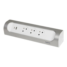 Beinrand 90 Grad Montagebuchse 3x2P+PA USB A+C Ladegerät Aluminium (Europäische Steckdose) - 049409 [5 Stück]