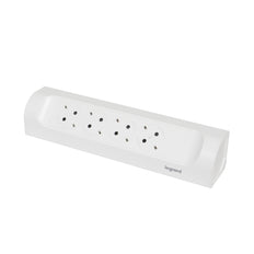 Beinrand 90 Grad Montagebuchse 4x2P+A ohne Kabel Weiß (Europäische Steckdose) - 694503 [5 Stück]